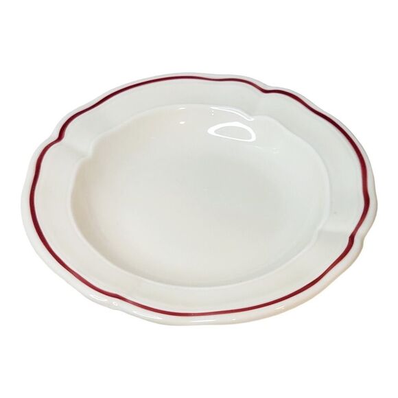 Vintage Bernardaud Limoges France White with Red Trim Ashtray Trinket Dish - Picture 1 of 5